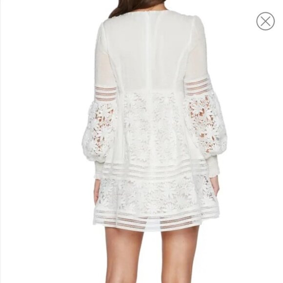 BARDOT Mariah Long Sleeve Swiss Dot & Lace Babydoll Dress - Picture 3 of 8